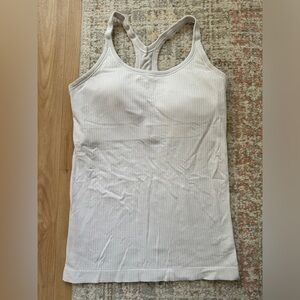 Lululemon razor back, padded bra white tank top